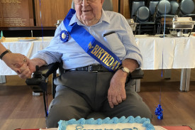 The birthday boy, Blue Milgate, at his 100th birthday celebrations.