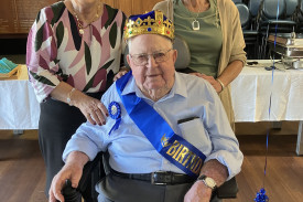 Blue Milgate pictured with his daughters Judy (left) and Michelle (right).
