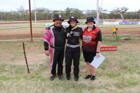 RSA Fast Fours drivers Keith Urquhart and Isobelle Jennar from Tamworth with Newcastle-based official Melanie Jones.
