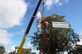 The now restored windmill head after being mounted at the Gilgandra Museum.