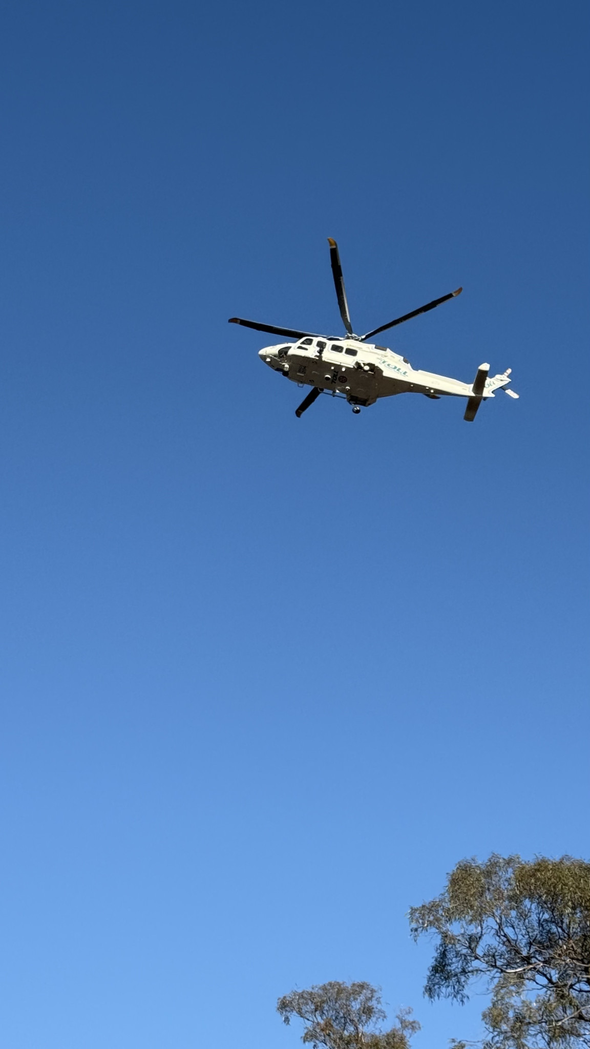 The Toll ambulance helicopter airlifted a man to hospital after on Sunday.